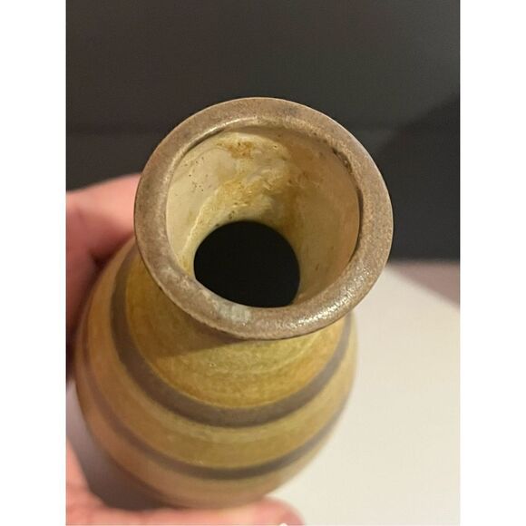 vintage Napcoware vase earth tone colors horizontal stripes shades brown. MCM 7" - Picture 5 of 9